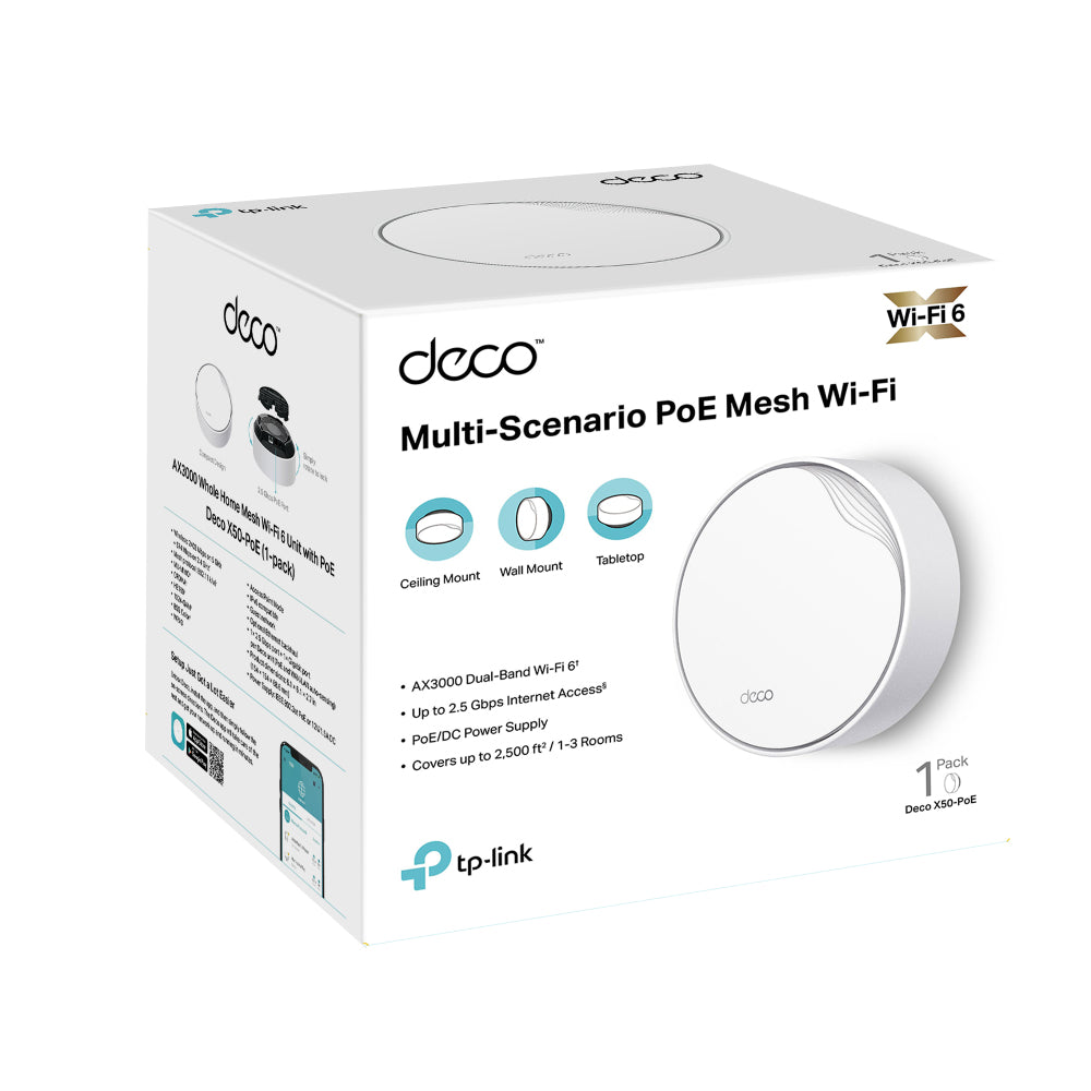 TP-Link AX3000 Whole Home Mesh Wi-Fi 6 Unit with PoE