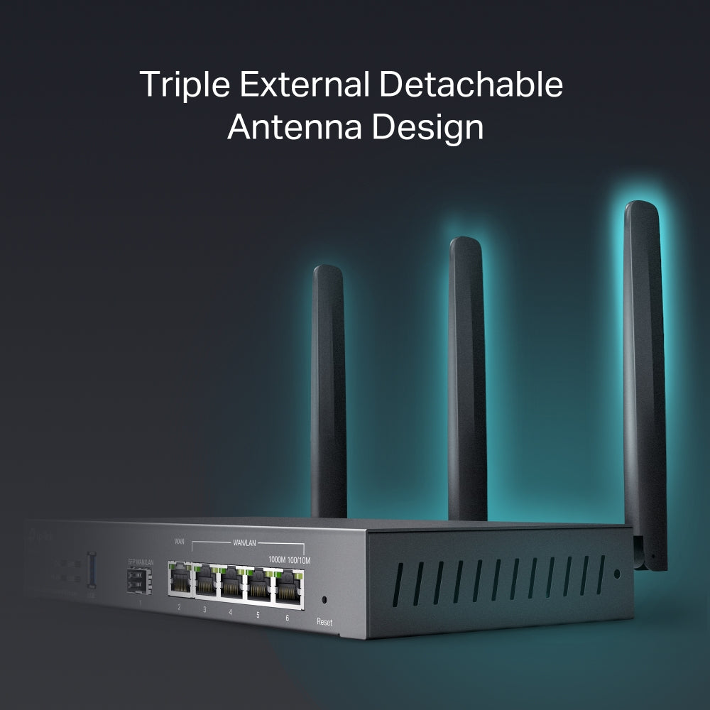 TP-Link ER706W Omada AX3000 Gigabit VPN Router, 6 Gigabit Ports (5 RJ45+1 SFP), Omada Mesh, IPSec, SSL, Wireguard, PPTP, L2TP VPN