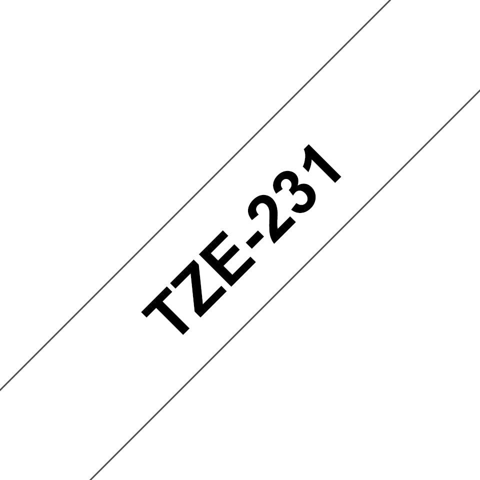 Brother 12mm Black on White TZE Tape