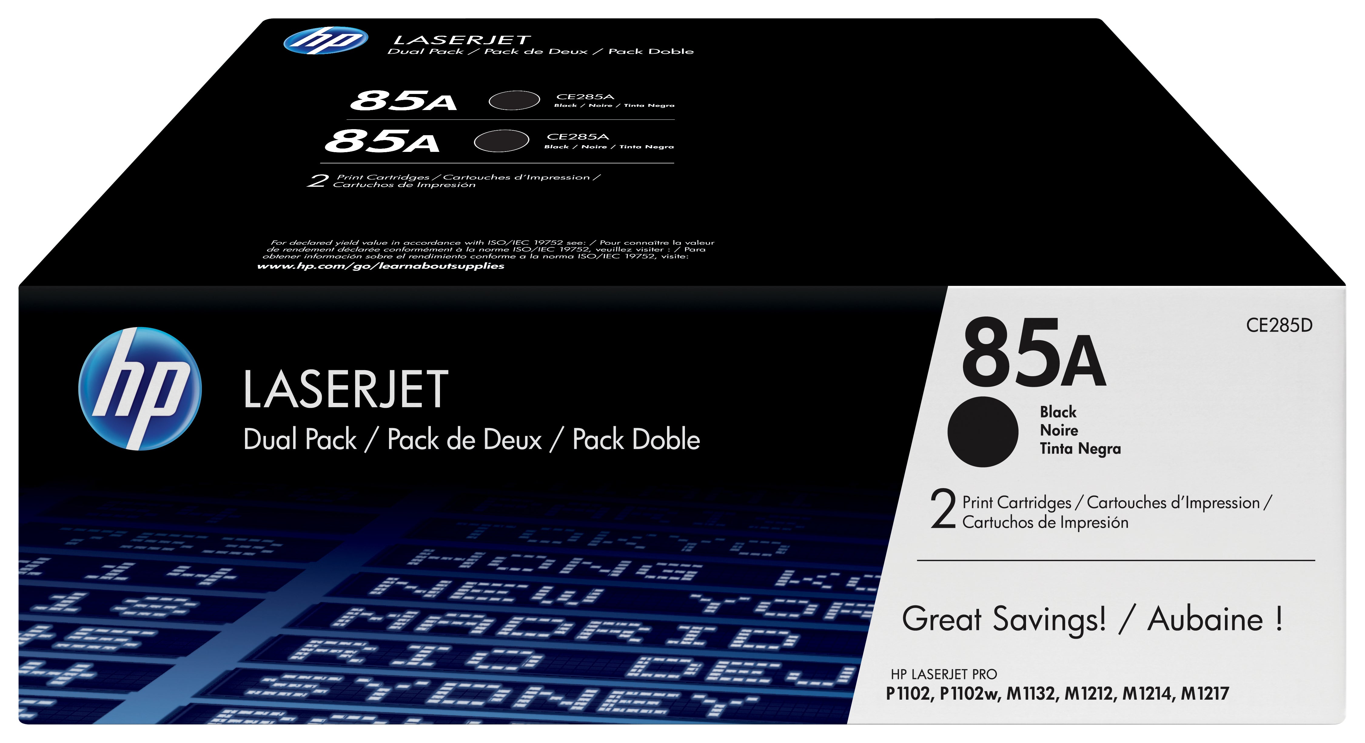 HP 85A 2-pack Black Original LaserJet Toner Cartridges