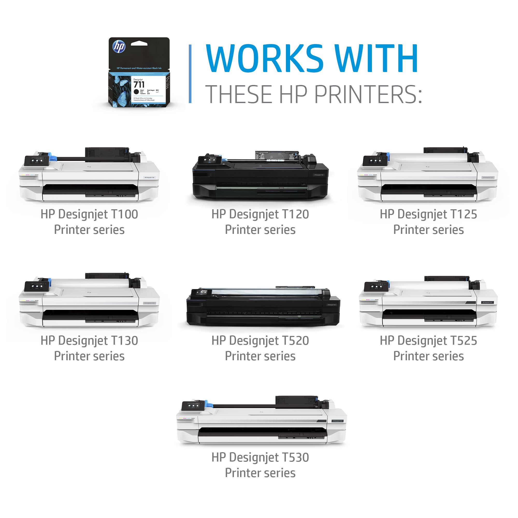 HP 711B 80-ml Black DesignJet Ink Cartridge