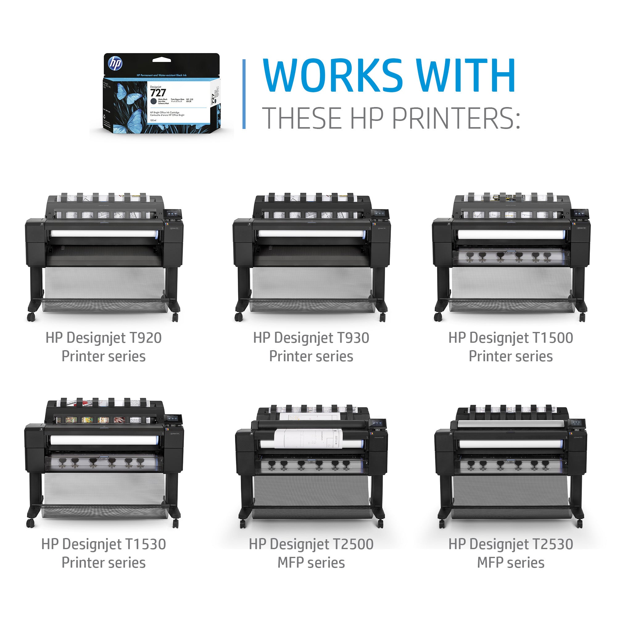 HP 727B 300-ml Matte Black DesignJet Ink Cartridge