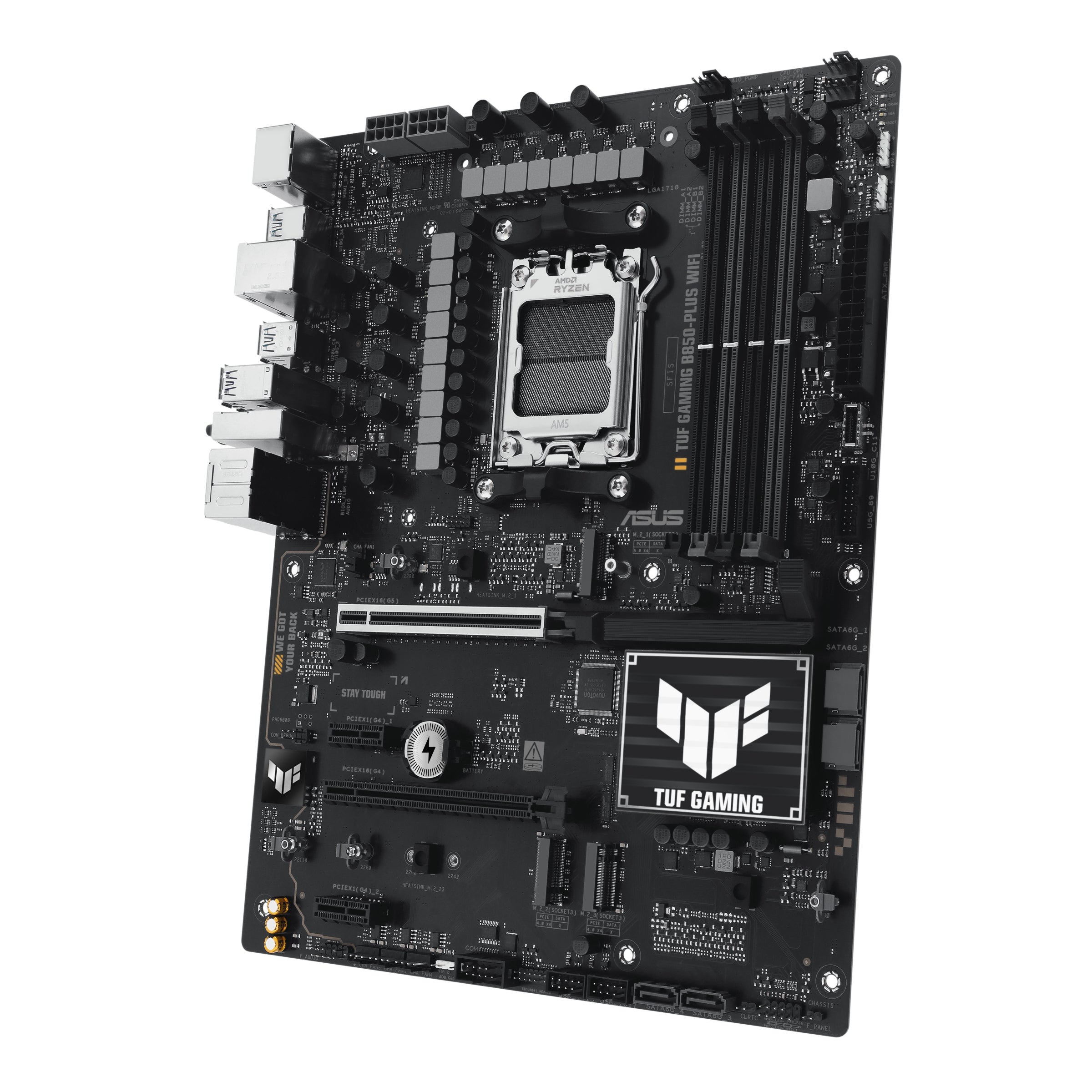ASUS AMD TUF GAMING B850-PLUS WIFI (AM5) ATX Motherboard 4x DDR5 192GB, 1x PCIe 5.0 x16 slot, 3 xM.2 slots, 4x SATA, Wi-Fi 7,   Realtek 2.5Gb