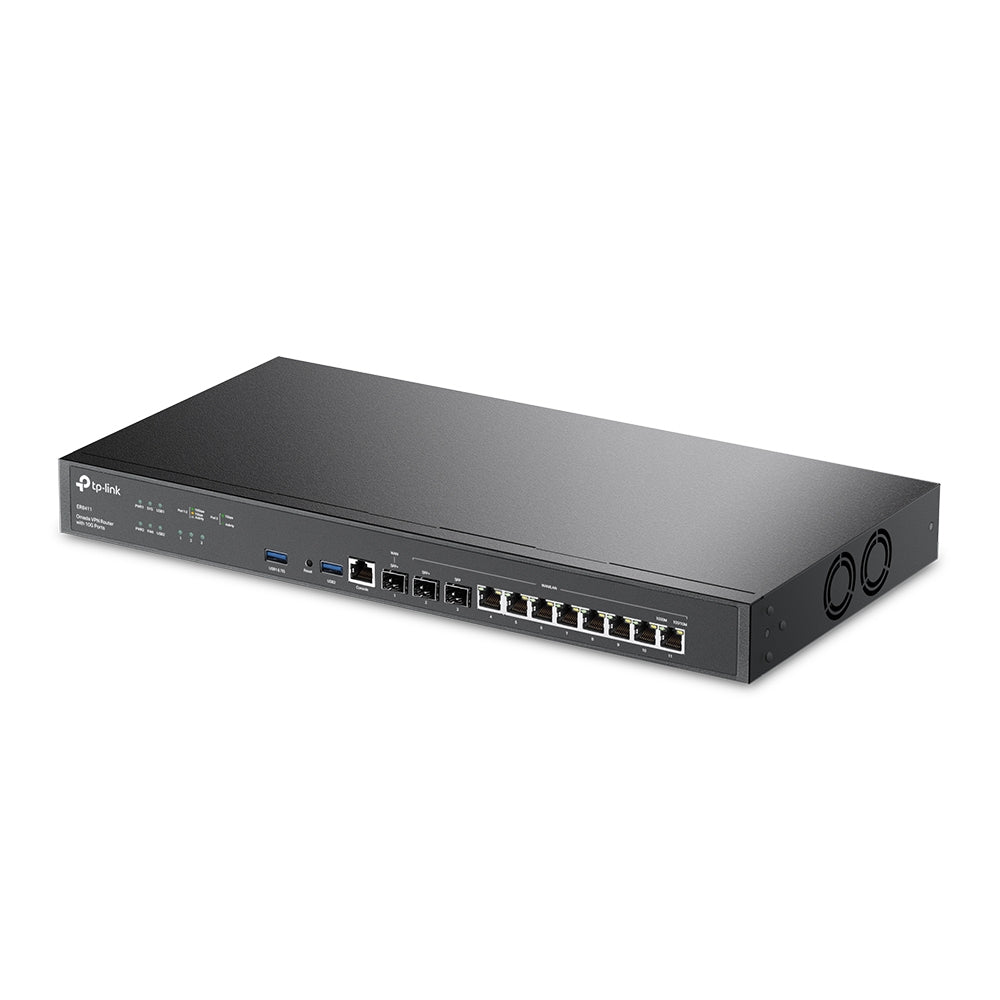 TP-Link ER8411 Omada VPN Router with 10G Ports , 1 10G SFP+ WAN Port, 1 10G SFP+ WAN/LAN Port,1 Gigabit SFP WAN/LAN Port, 8 Gigabit RJ45 WAN/LAN P