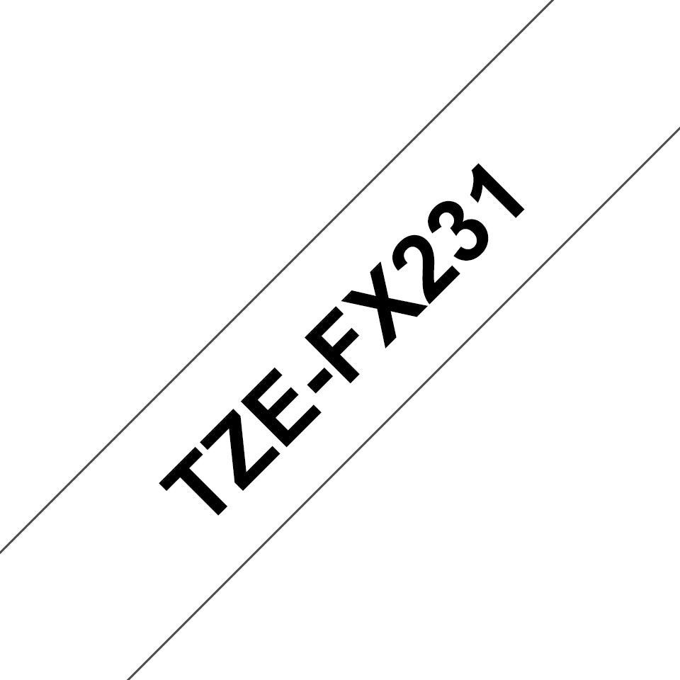 Brother 12mm Black on White Flexible TZE Tape
