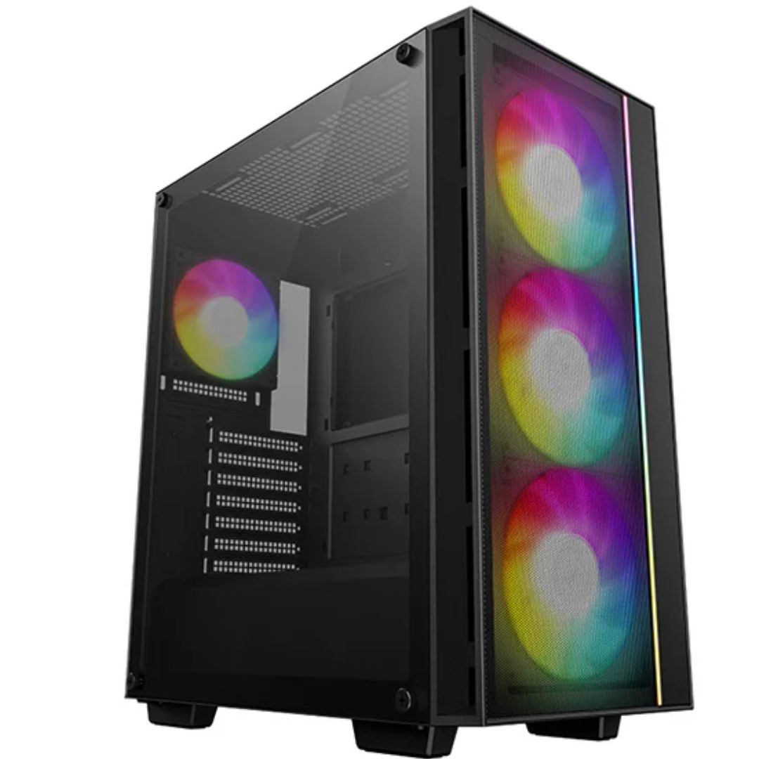 Gaming DesktopDeepCool MATREXX 55 MESH V4 C Full Tempered Glass Side Panel ATX Case. Front top USB3.0