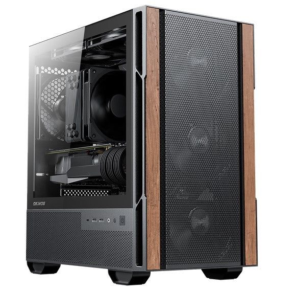 Gaming DesktopOKINOS Cypress 3 Genuine Walnut Wood MicroATX  with 4×120mm