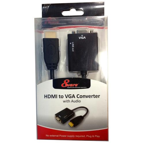 Gaming Desktop8Ware HDMI to VGA 19-pin to 15-pin Male to Female Converter without Power Adapter plus 3.5mm Stereo Audio Out