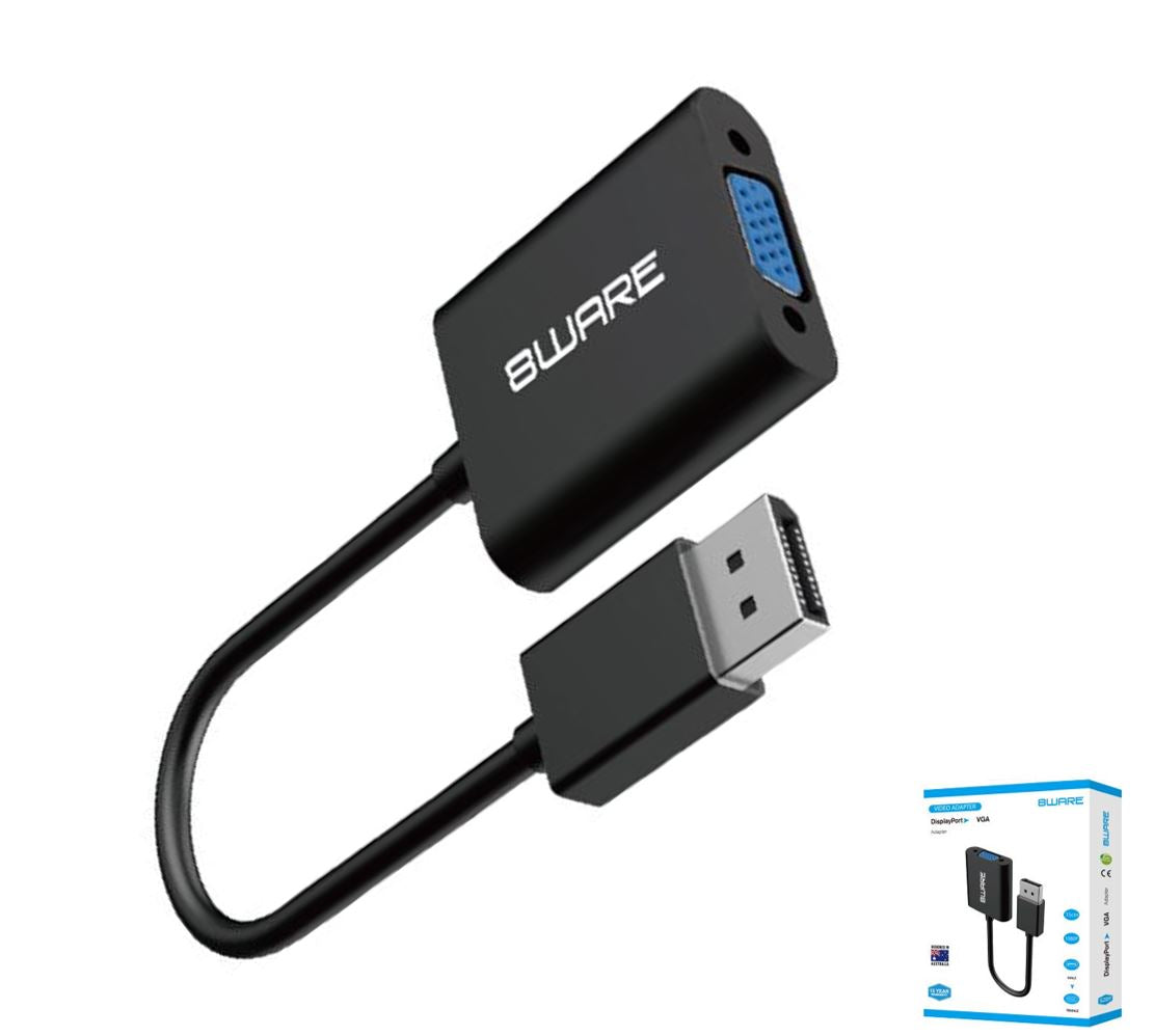 Gaming Desktop8ware DisplayPort DP to VGA Adapter Converter Cable Male to Female Retail Pack 4K Gold-Plated for Video Card PC Laptop MacBook to Monitor Projector TV