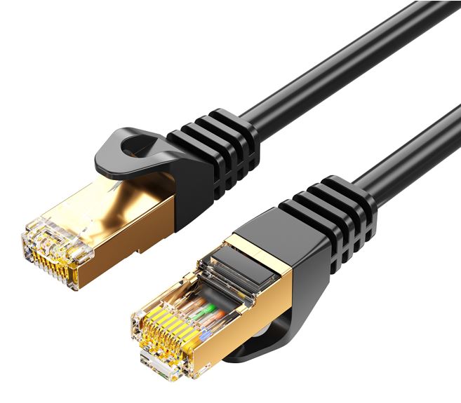 Gaming Desktop8Ware CAT7 Cable 0.5m (50cm) - Black Color RJ45 Ethernet Network LAN UTP Patch Cord Snagless