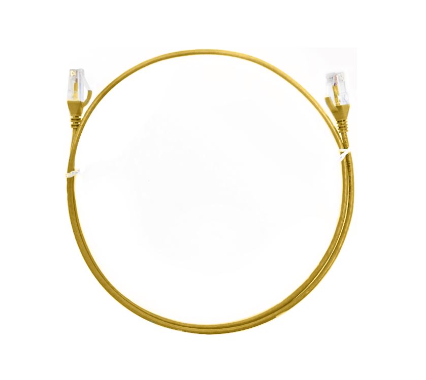 Gaming Desktop8ware CAT6 Ultra Thin Slim Cable 0.25m / 25cm - Yellow Color Premium RJ45 Ethernet Network LAN UTP Patch Cord 26AWG for Data
