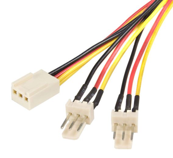 Gaming DesktopAstrotek Fan Power Cable 20cm - 2x3pin Male to 3 pins Female - for Computer PC Cooler Extension Connectors Black Sleeved