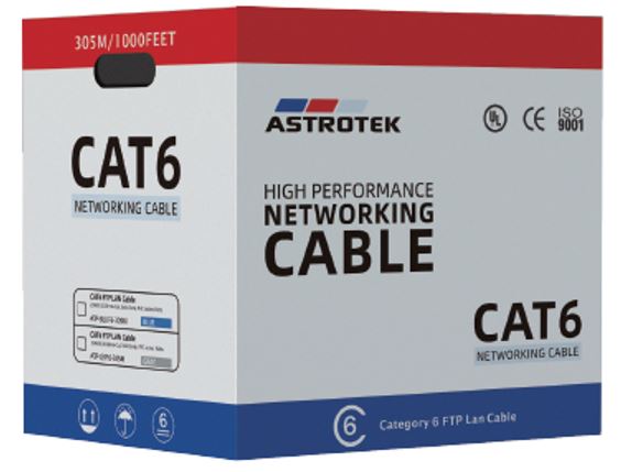 Gaming DesktopAstrotek CAT6 FTP Cable 305m Roll - Grey White Full 0.55mm Copper Solid Wire Ethernet LAN Network 23AWG 0.55cu 2x4p PVC Jacket