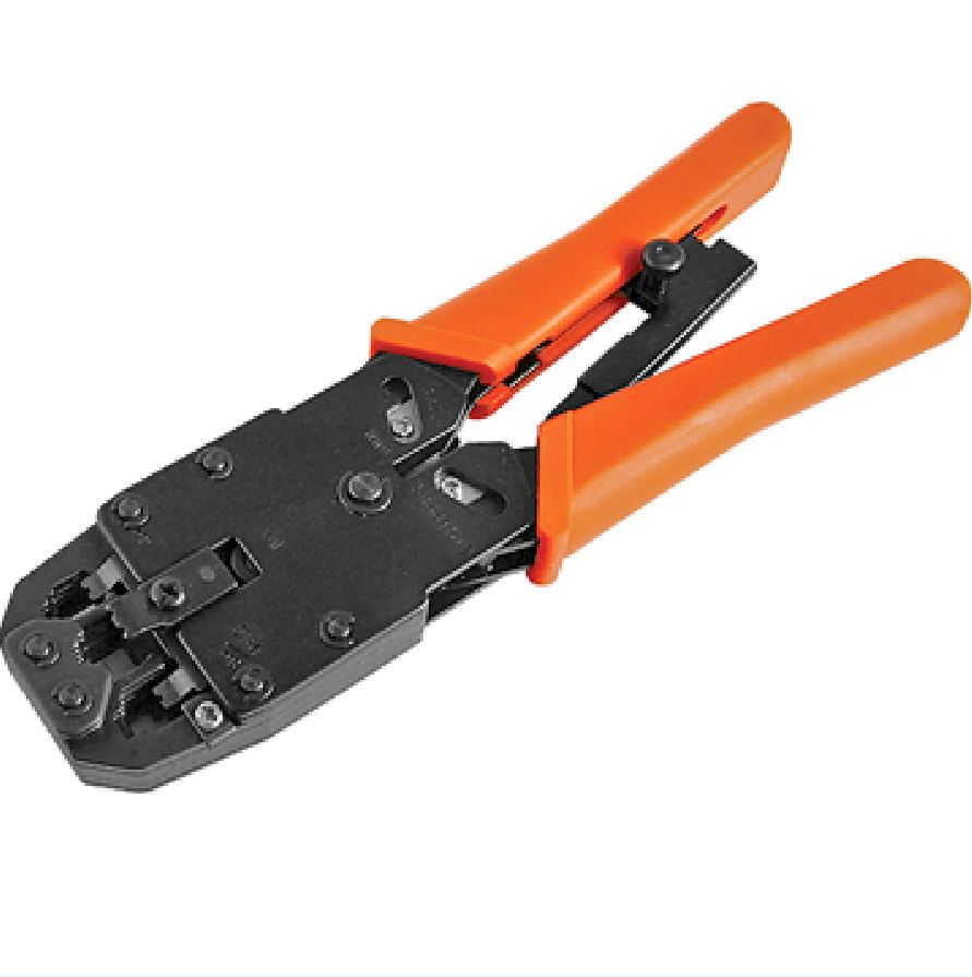 Gaming DesktopAstrotek 8 pins RJ-45 6 pins RJ-12 4 pins RJ-11 Crimper Cut Strip Crimping Tool Kit with Ratchet Orange Colour Hood RoHS ~CBC-RJ1245