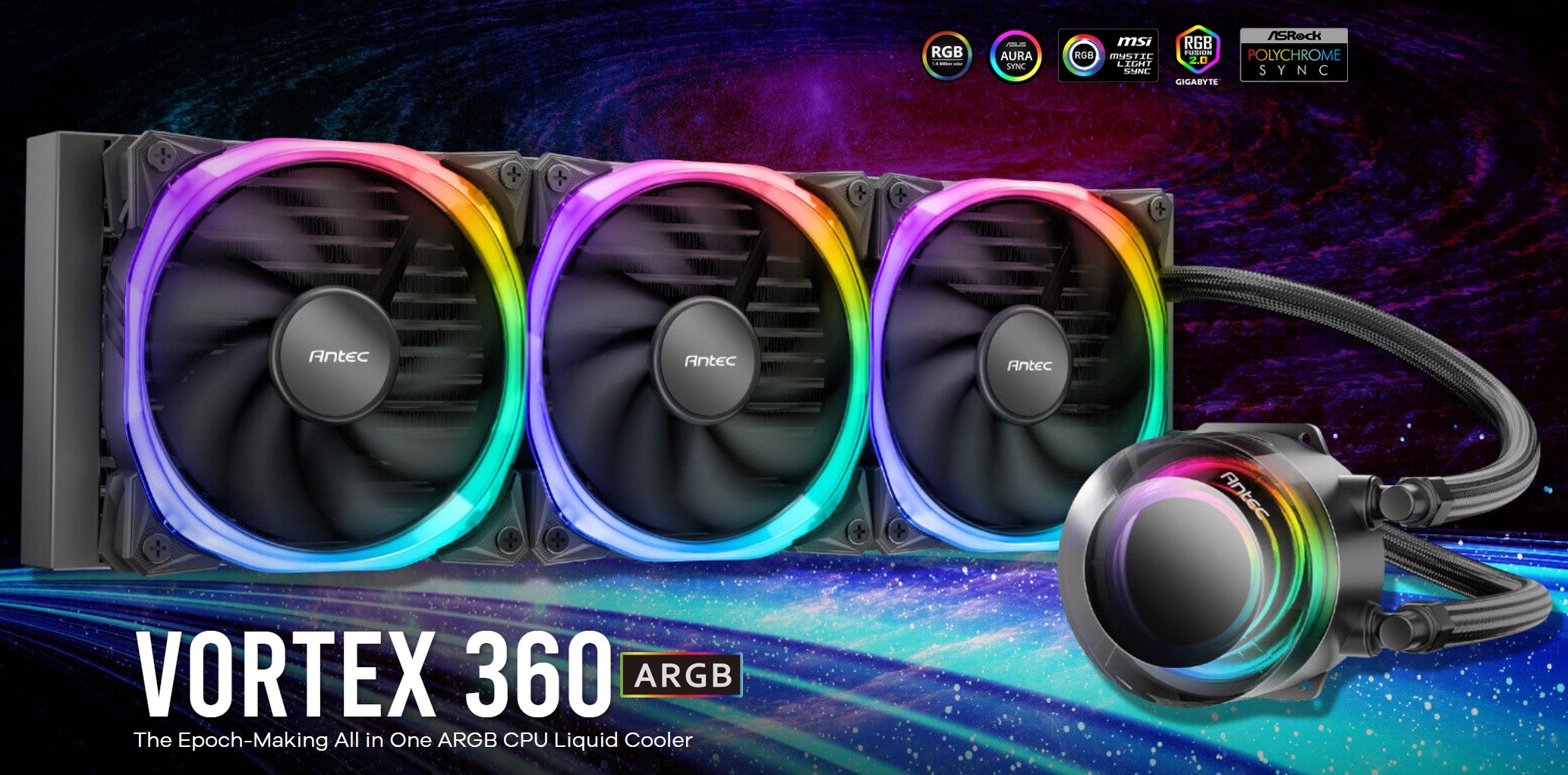 Gaming DesktopAntec VORTEX 360mm ARGB AIO Liquid CPU Cooler  ARGB Controller