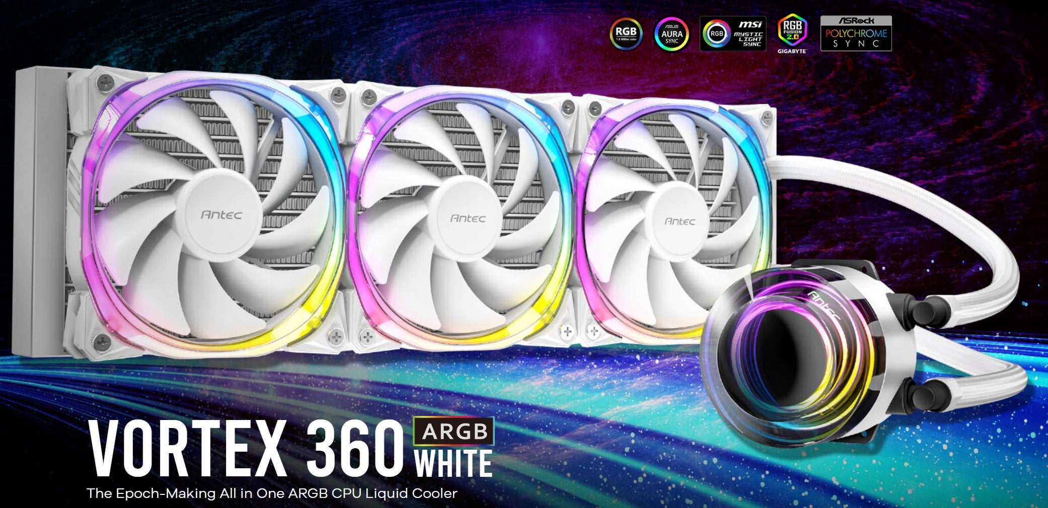 Gaming DesktopAntec VORTEX 360mm ARGB Whte Liquid CPU Cooler ARGB Controller
