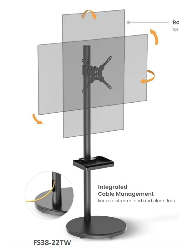 Gaming DesktopBrateck Mobile Spring assisted Display Floor Stand Fit Most 17'-35' Monitor Up to 10kg per screen VESA 75x75/100x100(NEW) Black colour
