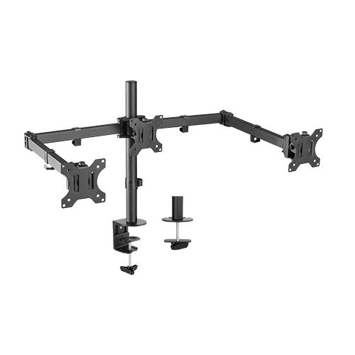 Gaming DesktopBrateck Triple Screens Economical Double Joint Articulating Steel Monitor Arms