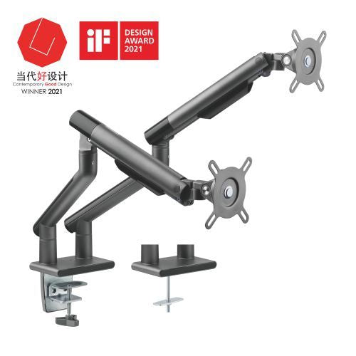 Gaming DesktopBrateck Dual Monitor Premium Slim Aluminum Spring-Assisted Monitor Arm Fix Most 17'-32' Monitor Up to 9kg per screen VESA 75x75/100x100 (Space Grey)