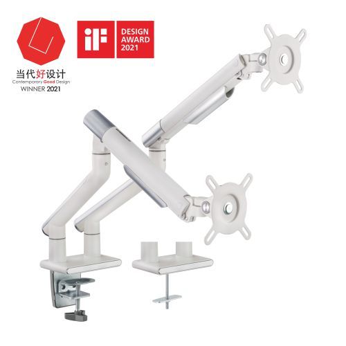 Gaming DesktopBrateck Dual Monitor Premium Slim Aluminum Spring-Assisted Monitor Arm Fix Most 17'-32' Monitor Up to 9kg per screen VESA 75x75/100x100 (White)