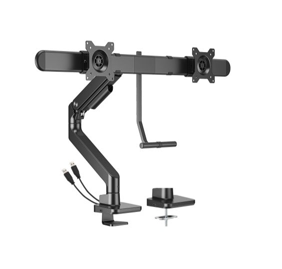 Gaming DesktopBrateck LDT81-C022UC-B NOTEWORTHY GAS SPRING DUAL MONITOR ARM WITH USB-A/USB-C PORTS Fit Most 17'-32' Monitor Fine Texture Black(new)