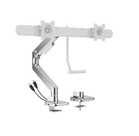 Gaming DesktopBrateck LDT81-C022UC-W NOTEWORTHY GAS SPRING DUAL MONITOR ARM WITH USB-A/USB-C PORTS Fit Most 17'-32' Monitor Fine Texture White