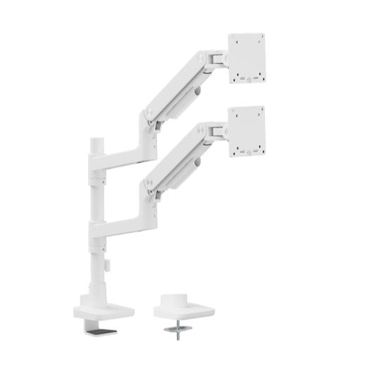 Gaming DesktopBrateck LDT81-C024P-W NOTEWORTHY POLE-MOUNTED HEAVY-DUTY GAS SPRING DUAL MONITOR ARM Fit Most 17'-49' Monitor Fine Texture White