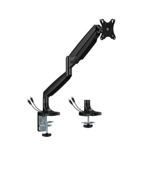 Gaming DesktopBrateckLDT82-C012UCE SINGLE SCREEN HEAVY-DUTY MECHANICAL SPRING MONITOR ARM WITH USB PORTS For most 17'~45' Monitors