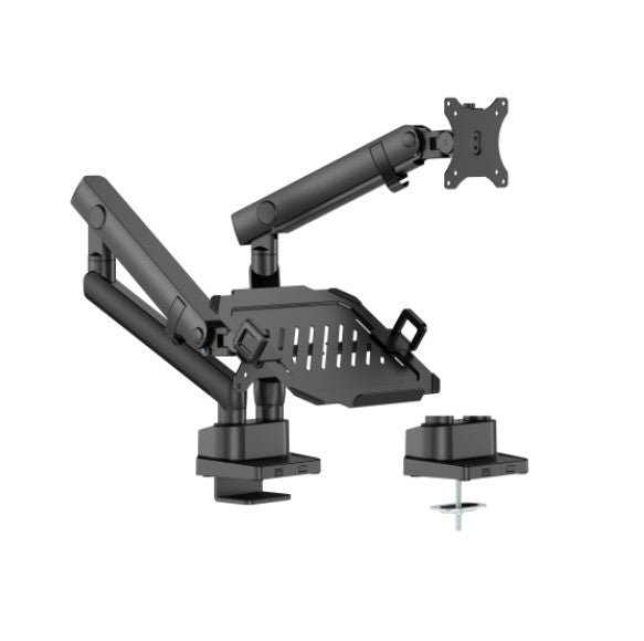 Gaming DesktopBrateck LDT84-C024ML-B POLE-MOUNTED HEAVY-DUTY MECHANICAL SPRING MONITOR ARM WITH LAPTOP TRAY BLACK