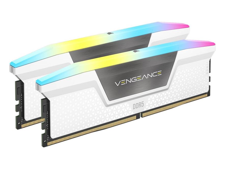 Gaming DesktopCorsair Vengeance RGB 32GB (2x16GB) DDR5 UDIMM 6200MHz C36 1.3V Desktop Gaming Memory White