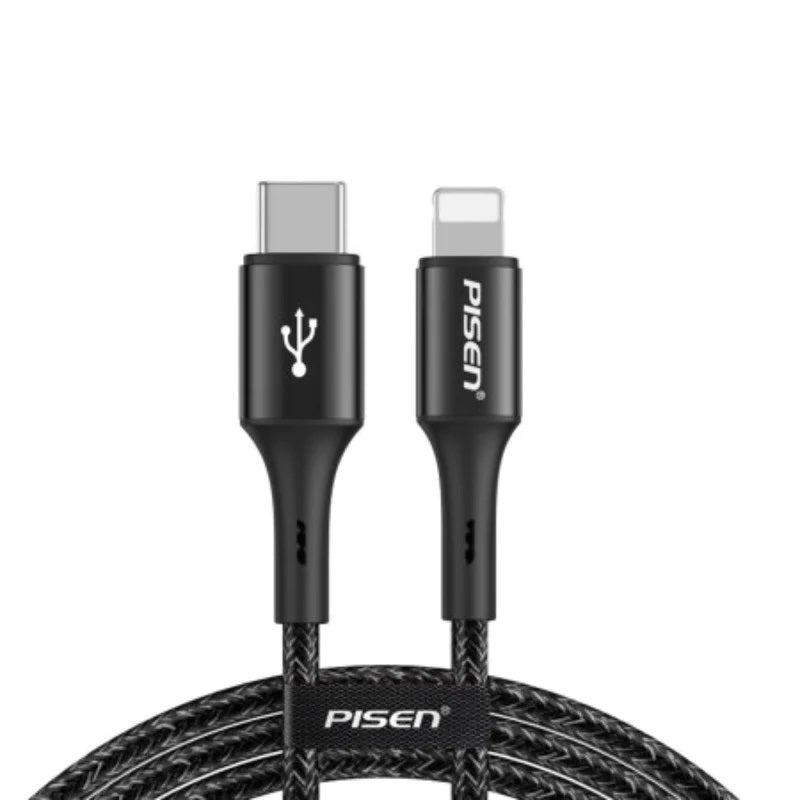 Gaming DesktopPisen Braided Lightning to USB-C PD Fast Charge Cable (1.2M) Black-Supports 2.4A