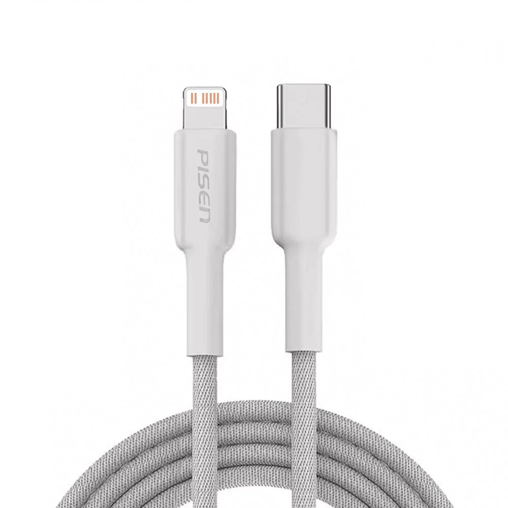 Gaming DesktopPisen Braided Lightning to USB-C 20W PD Fast Charge Cable (1M) White - long-lasting performance