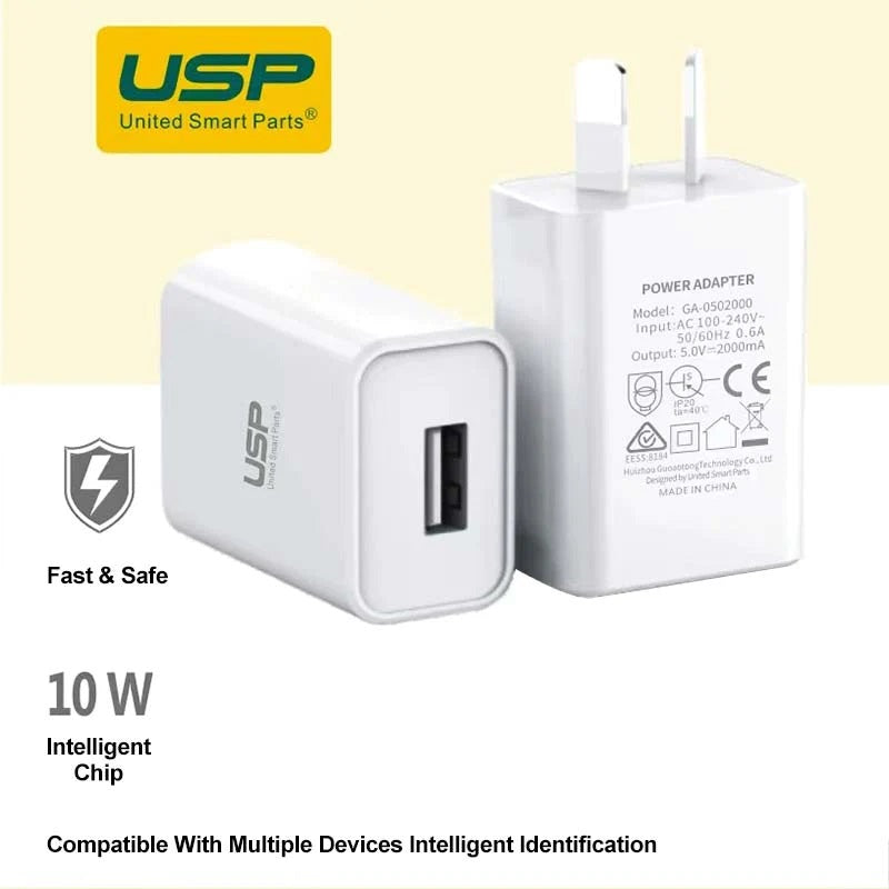 Gaming DesktopUSP 10W USB-A Fast Wall Charger White - Intelligent Chip