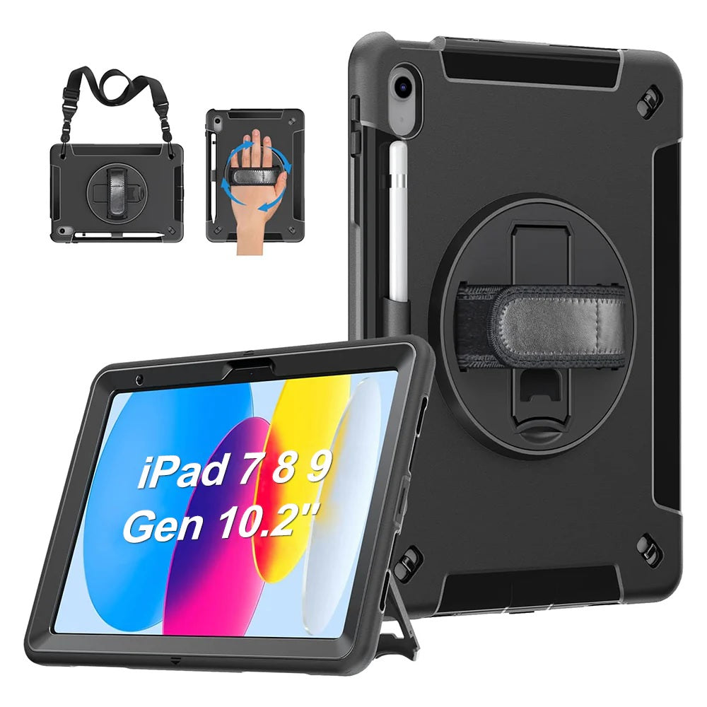 Gaming DesktopGeneric Rugged Apple iPad (10.2') (9th/8th/7th Gen) Case Black - Built-in-Kickstand