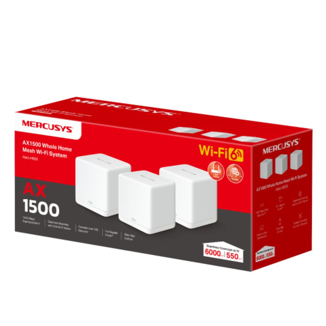 Gaming DesktopMercusys Halo H60X(3-pack) AX1500 Whole Home Mesh Wi-Fi 6 System