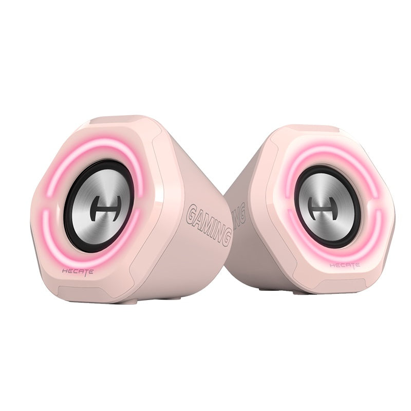 Gaming DesktopEdifier G1000 Gaming 2.0 Speakers System - Bluetooth V5.0/ USB Audio/ AUX Input/RGB 10 Light Effects/ 10W RMS Power - Pink