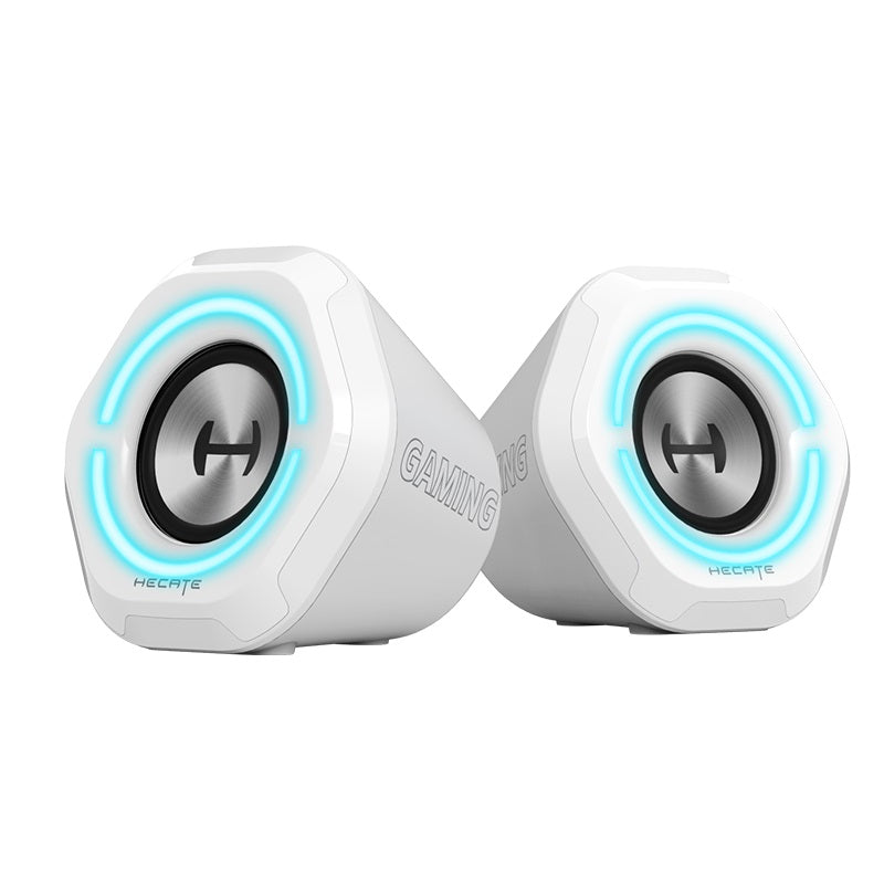 Gaming DesktopEdifier G1000 Gaming 2.0 Speakers System - Bluetooth V5.0/ USB Audio/ AUX Input/RGB 10 Light Effects/ 10W RMS Power - White