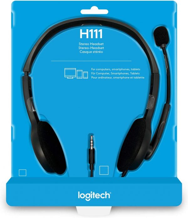 Gaming DesktopLogitech H111 Strereo Headset (Single 3.5mm Jack) Cable length: 7.71 ft (2.35 m)  2-Year Limited Hardware Warranty