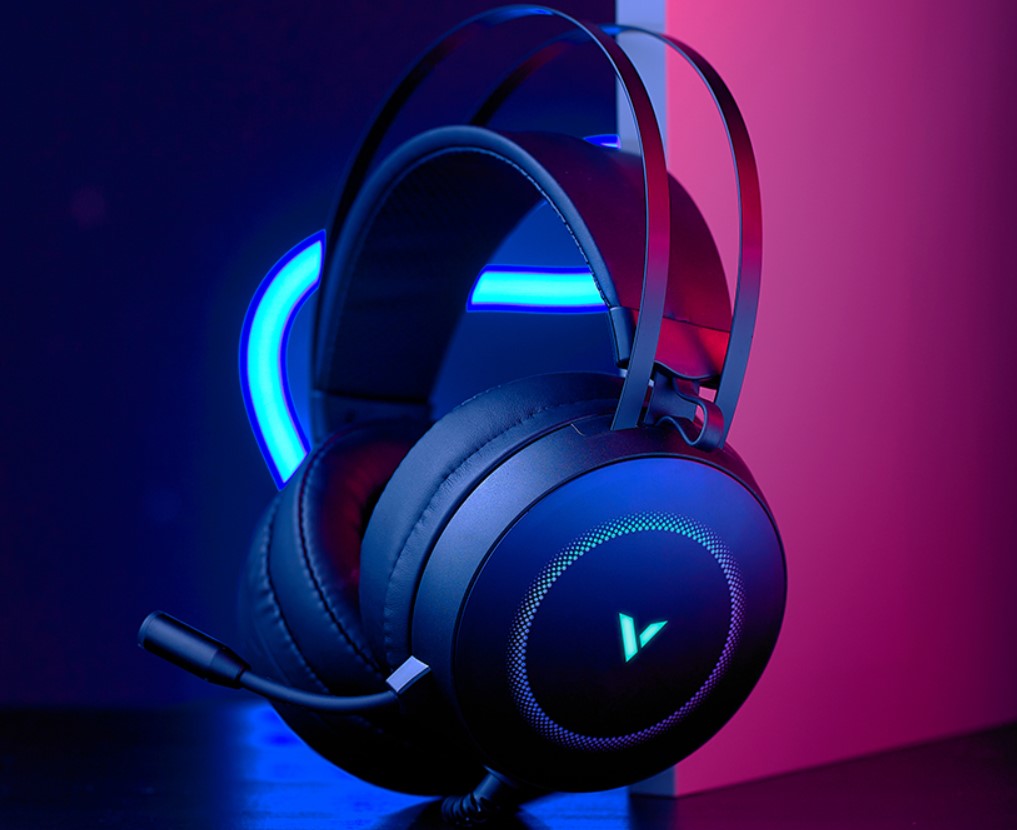 Gaming DesktopRAPOO VH160 Gaming Headset 7.1 Surround Sound Stereo Headphone USB Microphone Breathing RGB LED Lightweight