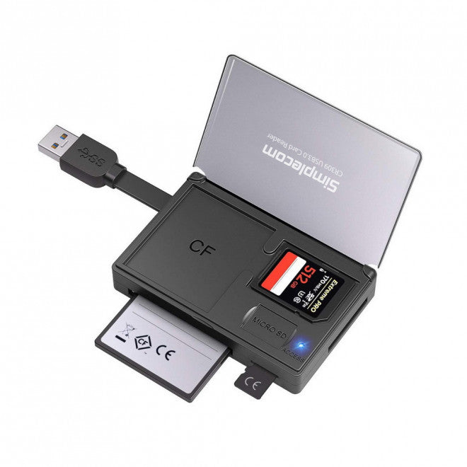 Gaming DesktopSimplecom CR309 3-Slot SuperSpeed USB 3.0 Card Reader with Card Storage Case