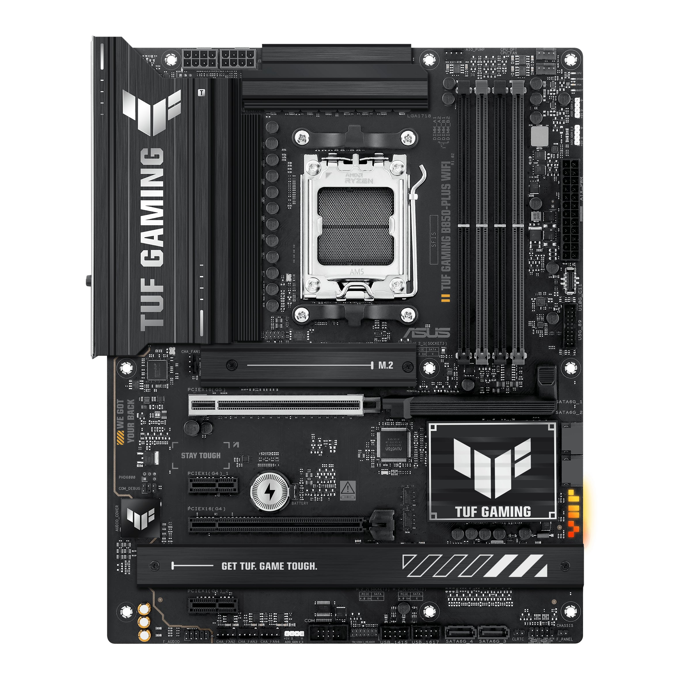 ASUS AMD TUF GAMING B850-PLUS WIFI (AM5) ATX Motherboard 4x DDR5 192GB, 1x PCIe 5.0 x16 slot, 3 xM.2 slots, 4x SATA, Wi-Fi 7,   Realtek 2.5Gb