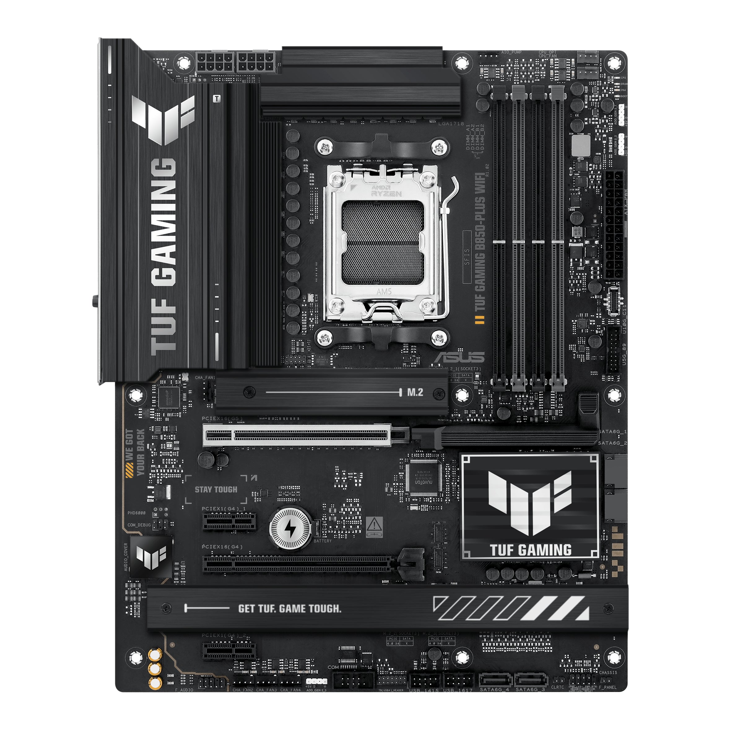 ASUS AMD TUF GAMING B850-PLUS WIFI (AM5) ATX Motherboard 4x DDR5 192GB, 1x PCIe 5.0 x16 slot, 3 xM.2 slots, 4x SATA, Wi-Fi 7,   Realtek 2.5Gb