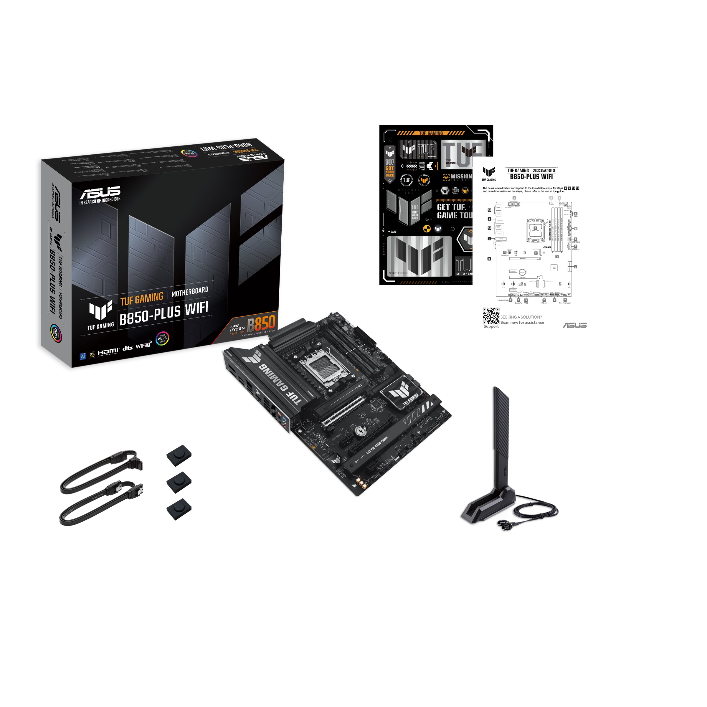 ASUS AMD TUF GAMING B850-PLUS WIFI (AM5) ATX Motherboard 4x DDR5 192GB, 1x PCIe 5.0 x16 slot, 3 xM.2 slots, 4x SATA, Wi-Fi 7,   Realtek 2.5Gb